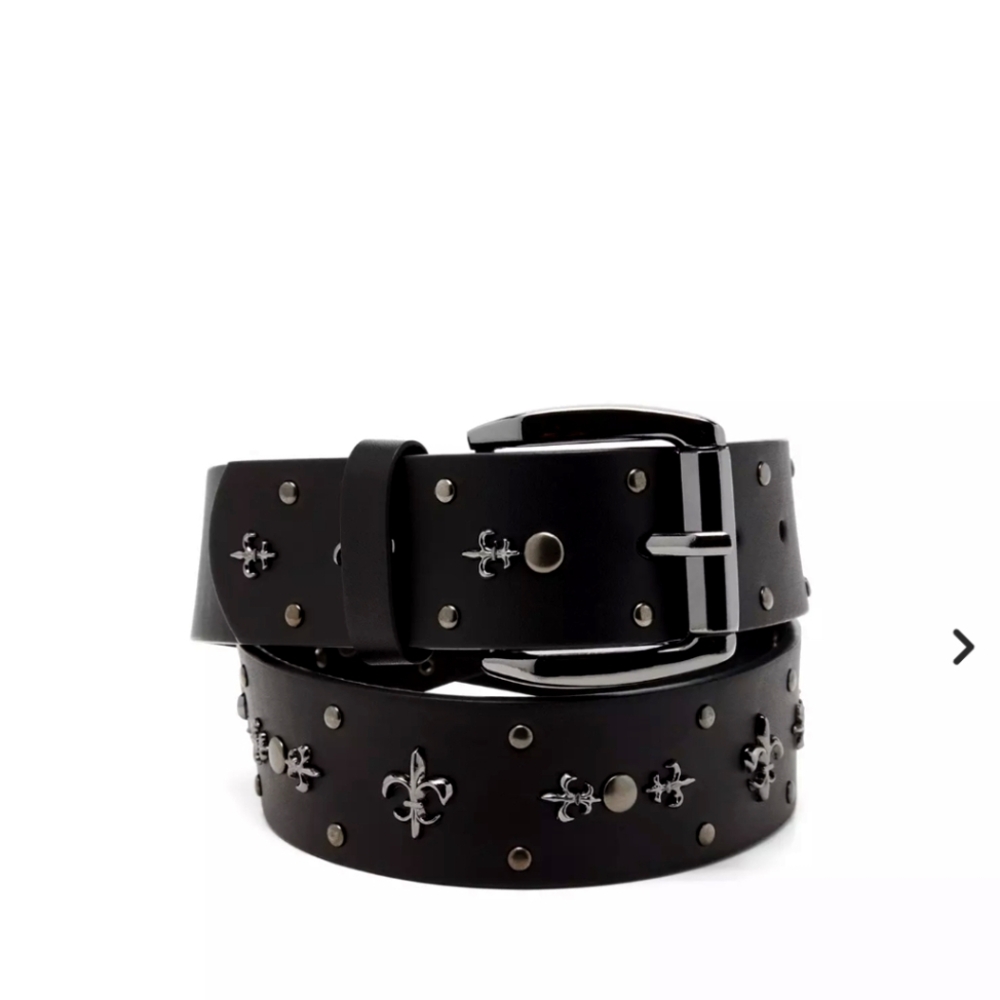 Black Fleur-De-Lis Grommet Belt